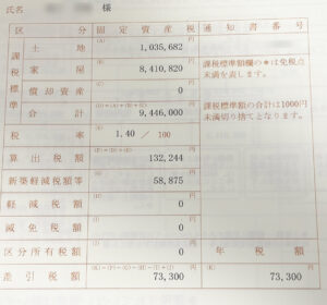 固定資産税の内訳(納税通知書)