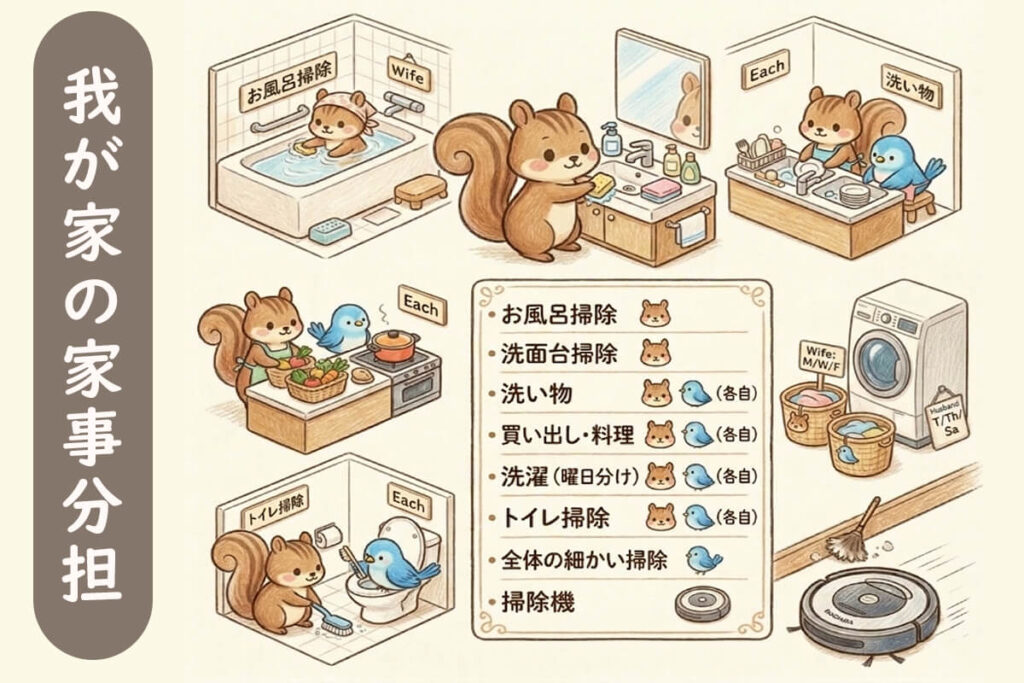 我が家の家事分担一覧画像